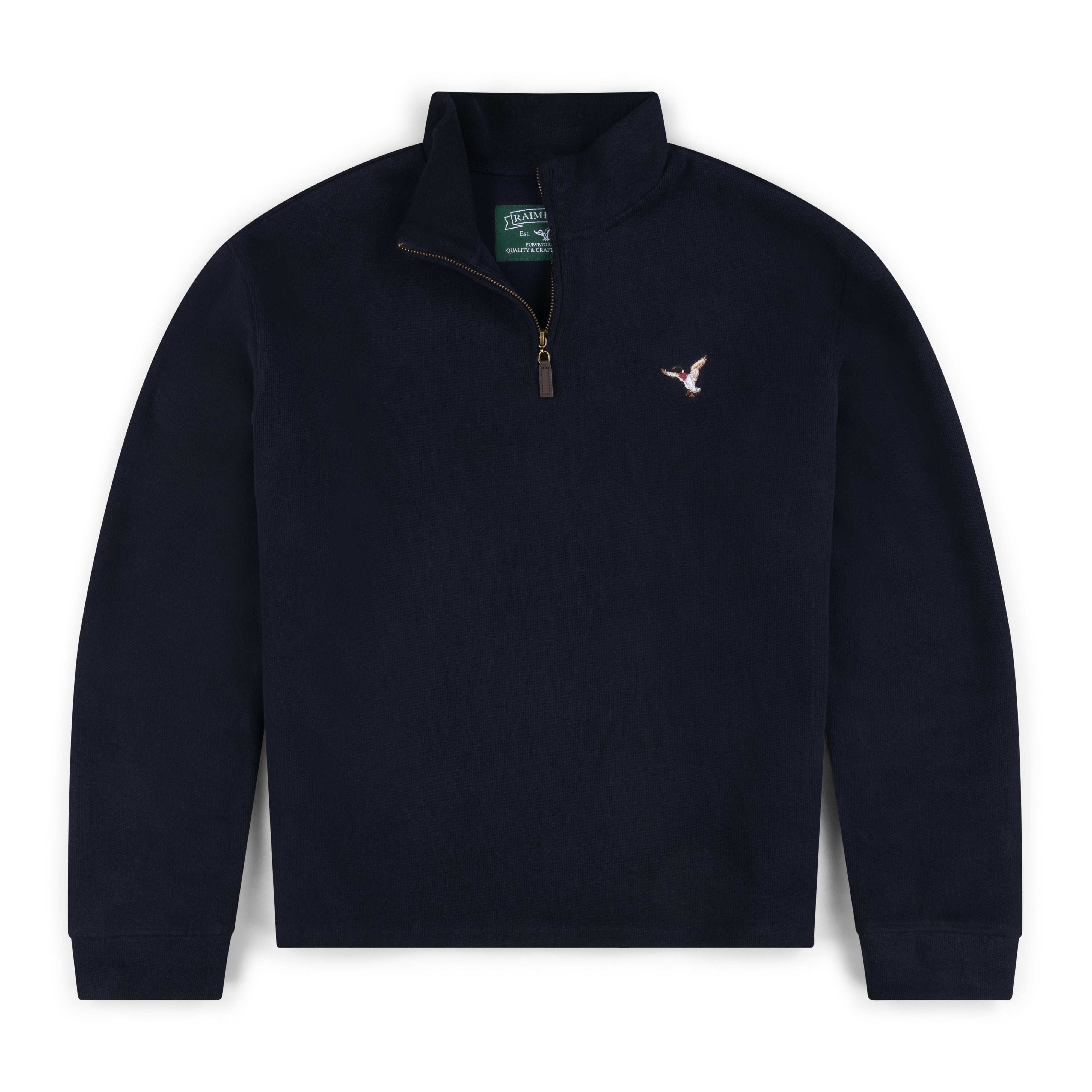 Ribbed Quarter-Zip Pullover - Navy