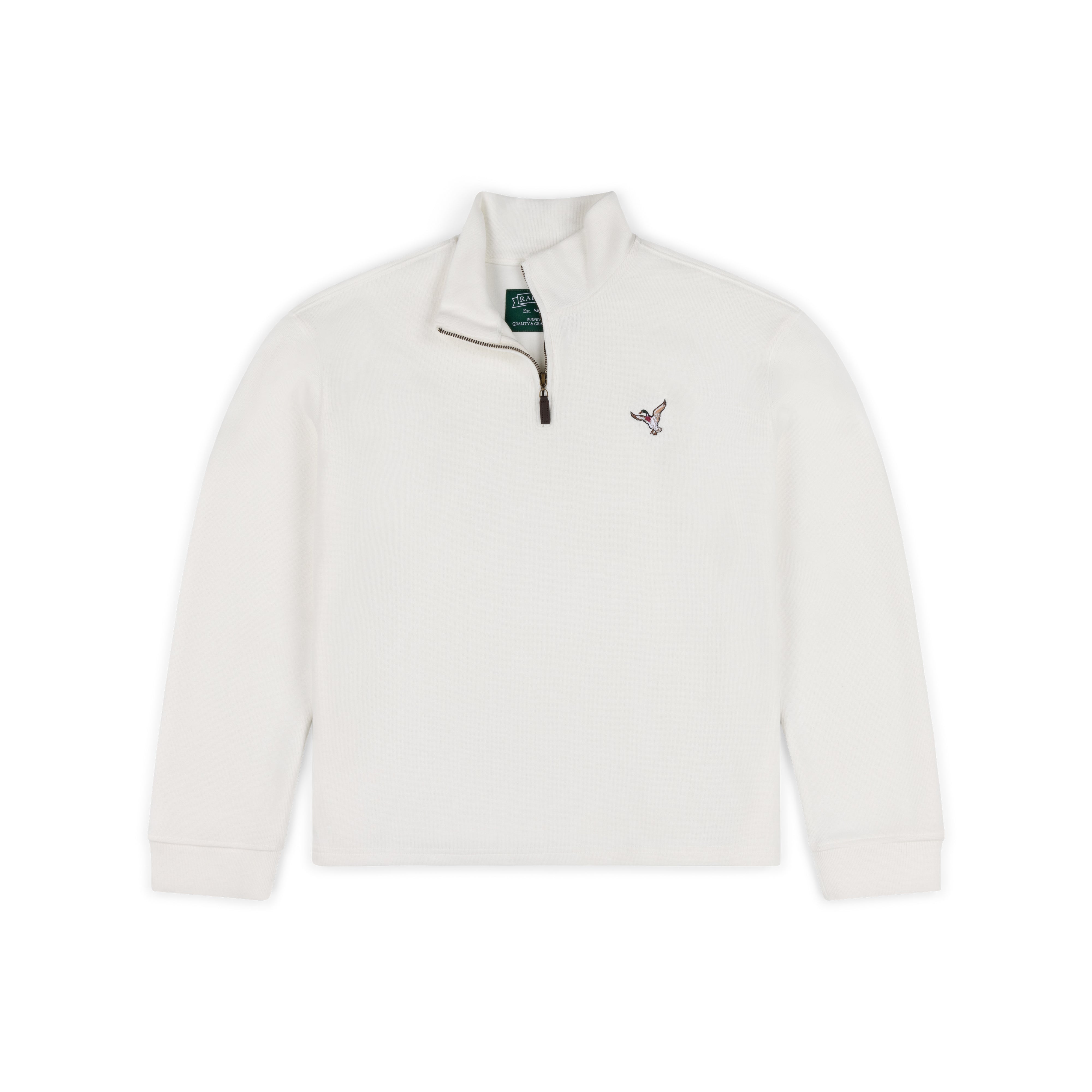 Ribbed Quarter-Zip Pullover White