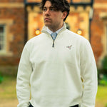 Ribbed Quarter-Zip Pullover - White